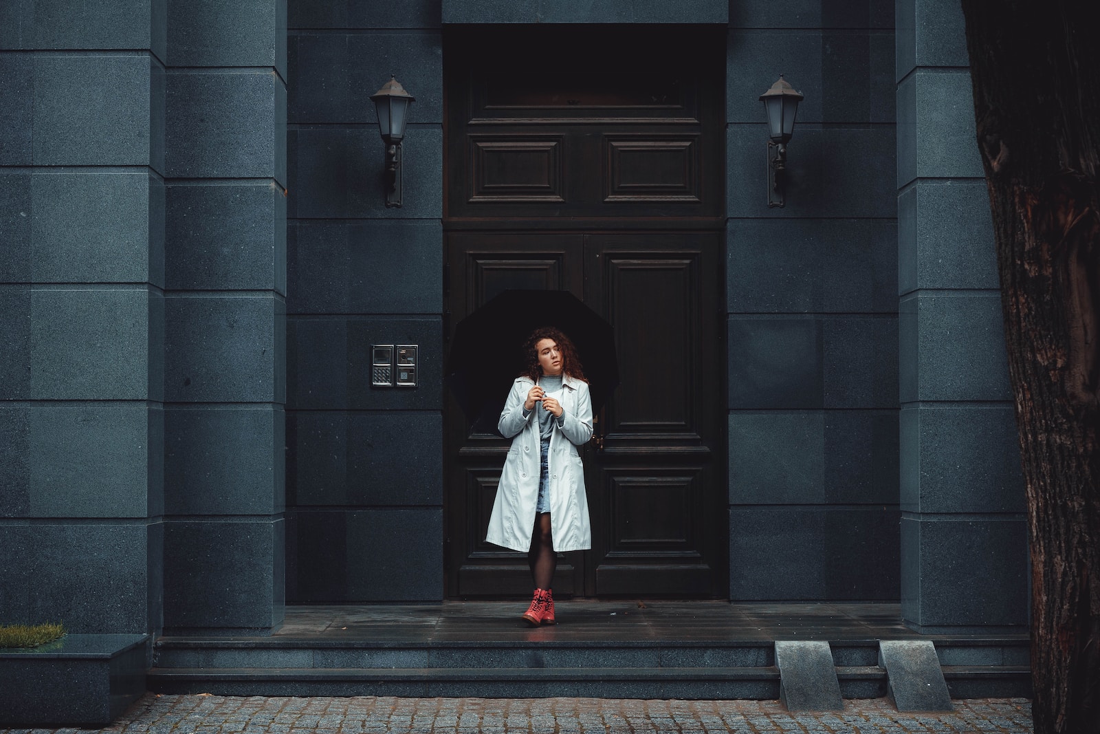 woman wearing white coat